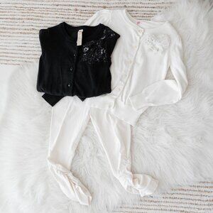 Cherokee Girls 3T Cardigan & Leggings Set | 3-Piece Dressy Outfit with Bows